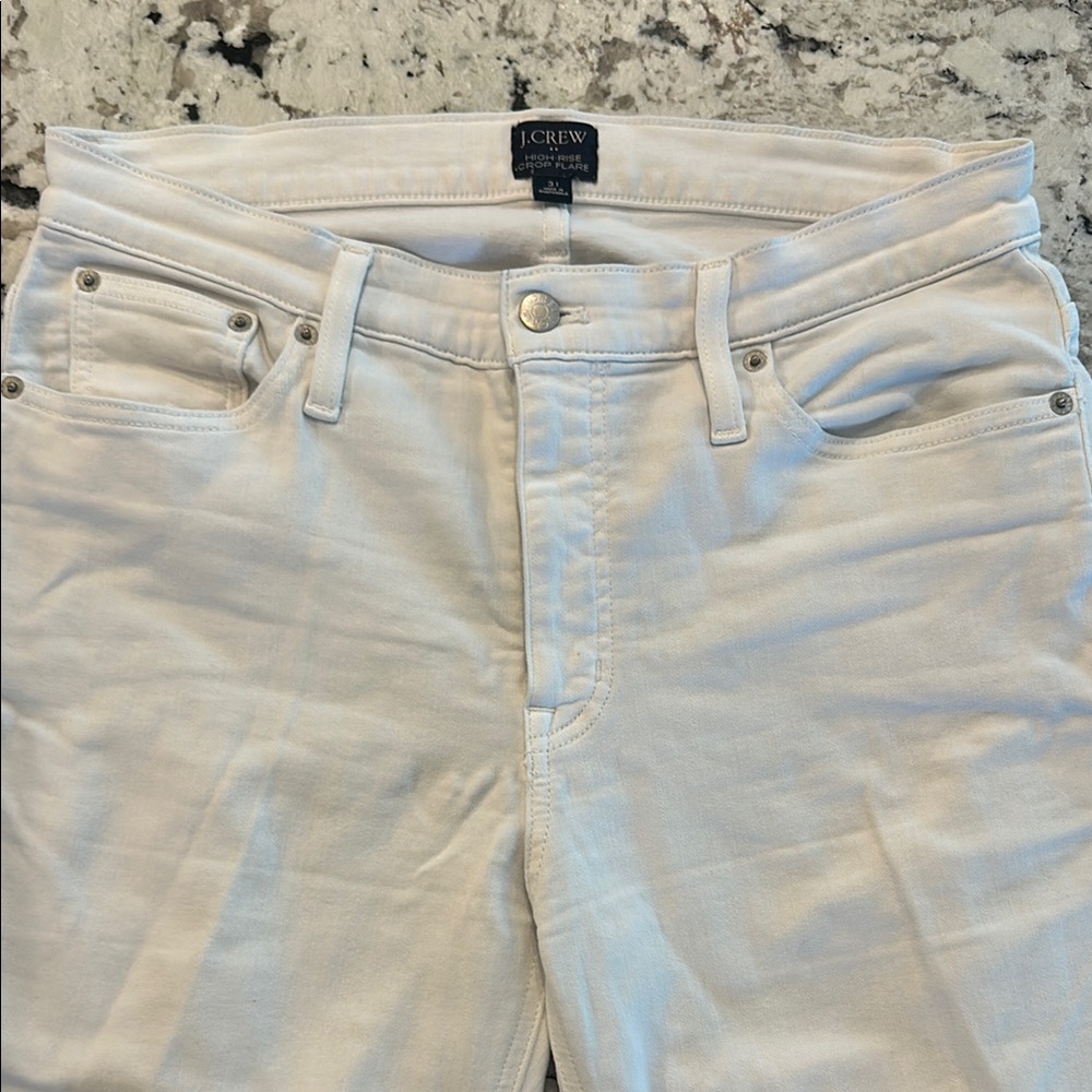 J. Crew High Rise Cropped Flare White Jeans